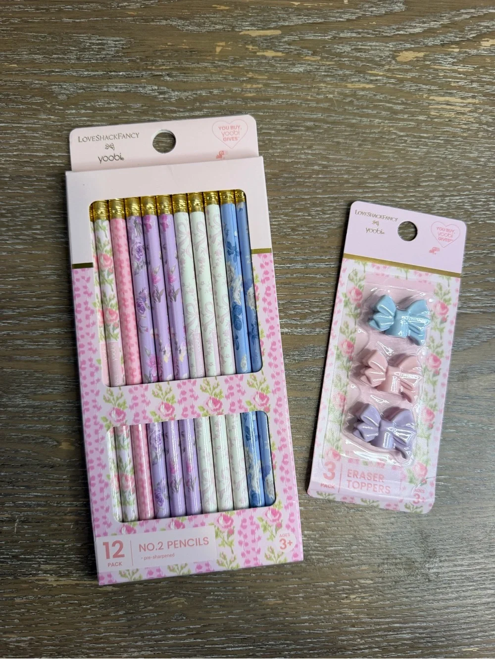 loveshackfancy x Target pencils & Bow Pencil Eraser Tops